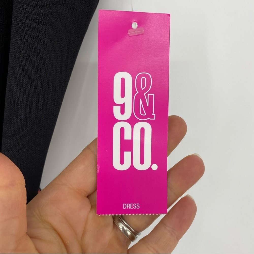 NWT 9 & Co. Day to Dinner LBD little black dress with pink belt wms sz 12 - Picture 4 of 12